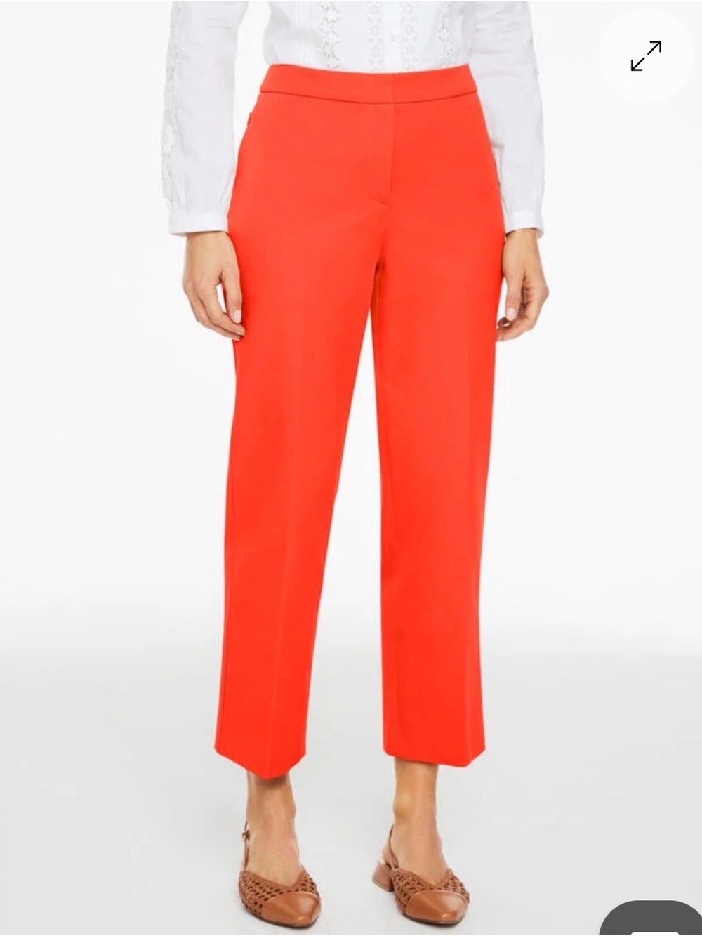 Talbots Cropped Straight‑Leg Pants — Bright Coral Red — Size 8